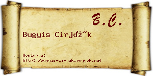 Bugyis Cirjék névjegykártya